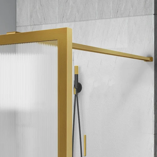 Душевая перегородка Vincea Walk-In 80 VSW-1HP800FLBG профиль Брашированное золото стекло рифленое