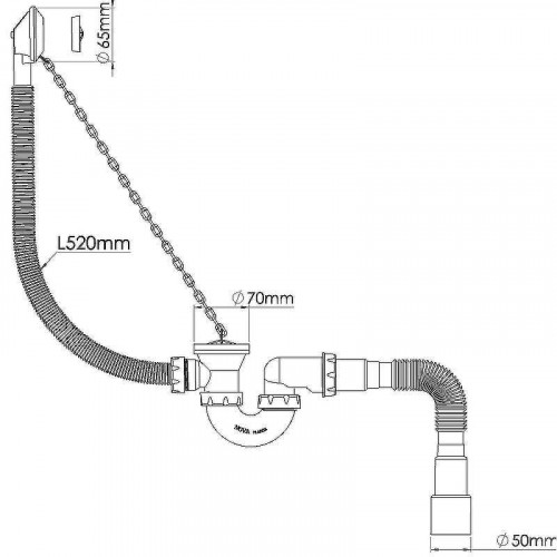 Слив-перелив Nova 1520 с пробкой на цепочке Хром