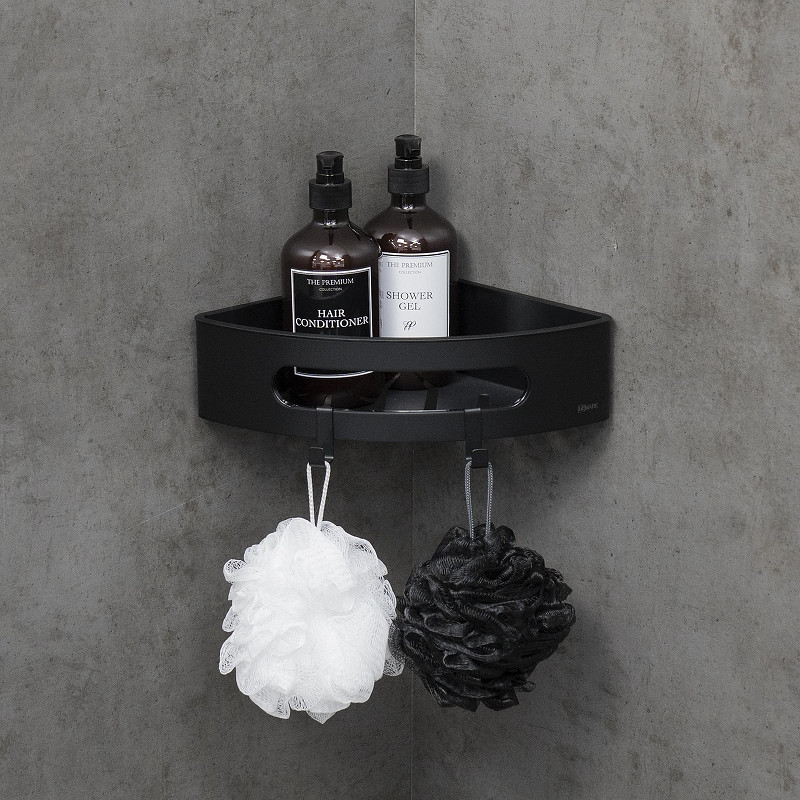 Металлическая полка Lemark Shelf Line 9772047 угловая цвет Черный матовый