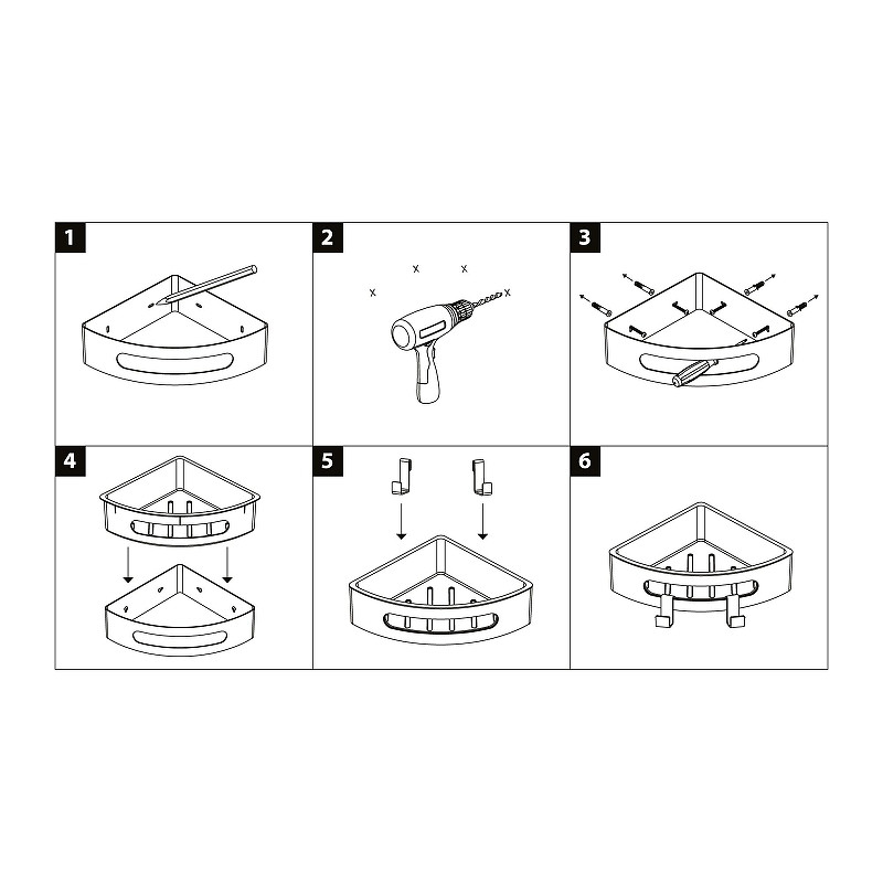 Металлическая полка Lemark Shelf Line 9772047 угловая цвет Черный матовый