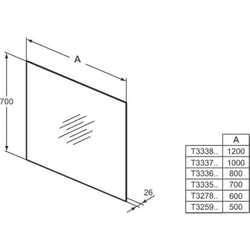 Зеркало Ideal Standard Mirror Light 80 T3336BH с подсветкой прямоугольное