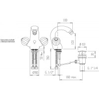 Смеситель для биде Cezares Royal Palace ROYAL PALACE-BS1-02-MS Бронза латунь
