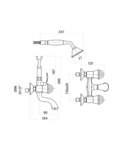 Смеситель для ванны Fiore XT Sky 17OO0600 цвет Золото