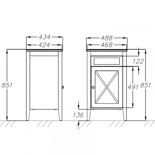 Комод Opadiris Палермо 49 R 00-00006898 Белый матовый МДФ / ЛДСП, массив дерева, стекло