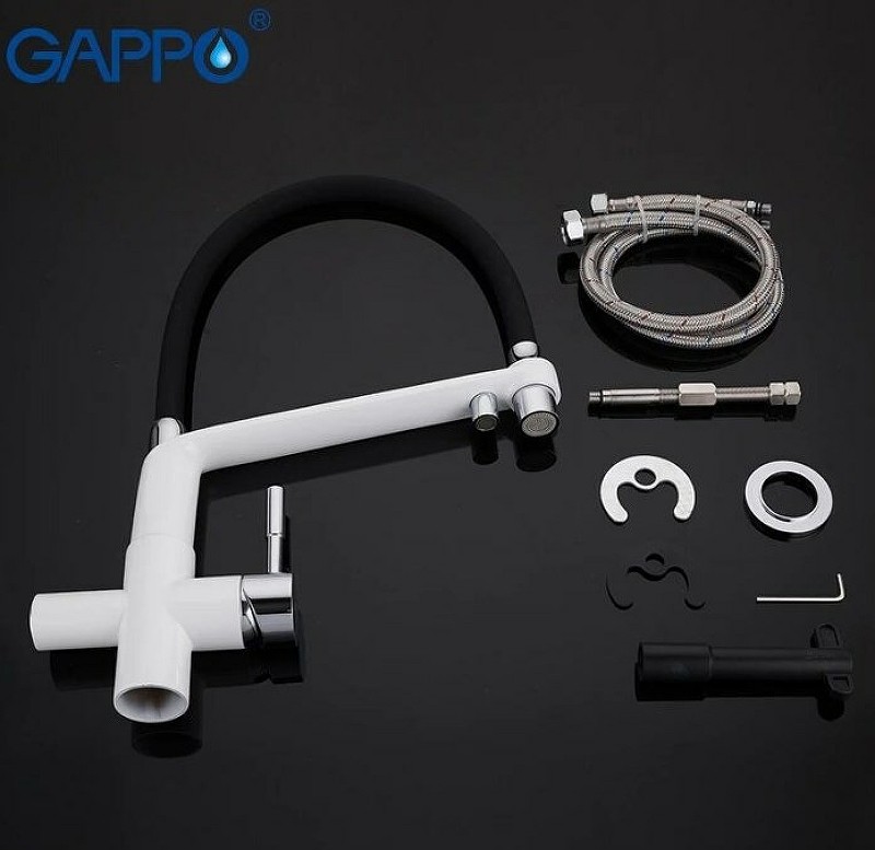 Смеситель для кухни Gappo G4398-9 Белый Черный латунь