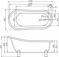 Акриловая ванна BelBagno 170x80 BB04 Белая