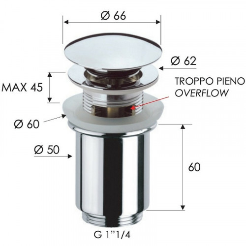 Донный клапан Remer 905CC114BO click-clack Белый матовый