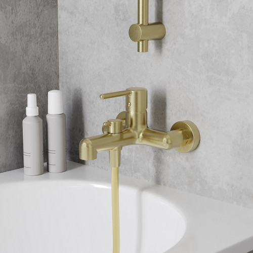 Смеситель для ванны Iddis Aiger AIGMG00i02WA Золото матовое латунь на стену