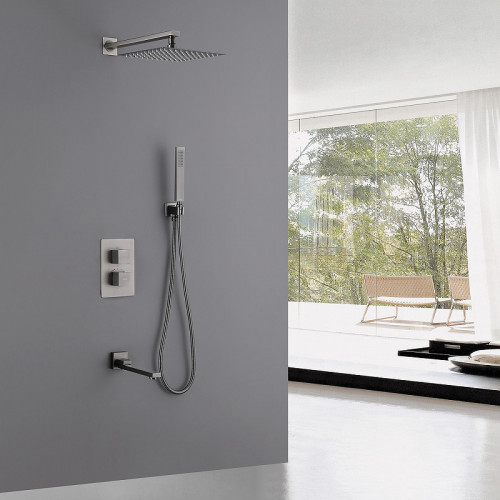 Душевая система Abber Daheim AF8250NG с термостатом Никель латунь встраиваемый