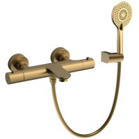 Смеситель для ванны Raiber Graceful RPG-008 с термостатом Золото матовое латунь на стену
