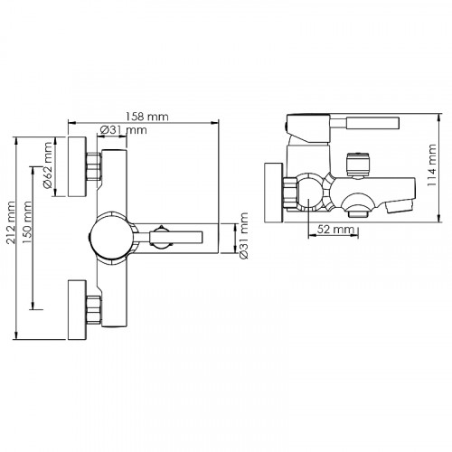Смеситель для ванны WasserKRAFT Wern 4201 Хром матовый латунь на стену