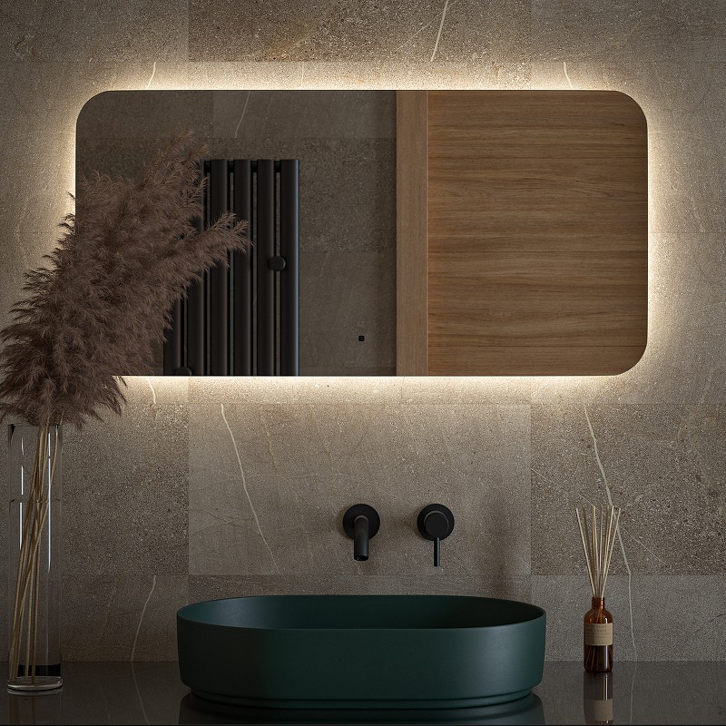 Зеркало Defesto Opti 100x50 DF 2805RH с подсветкой 28W-4500К/ИК - выключатель/Нейтральный белый свет