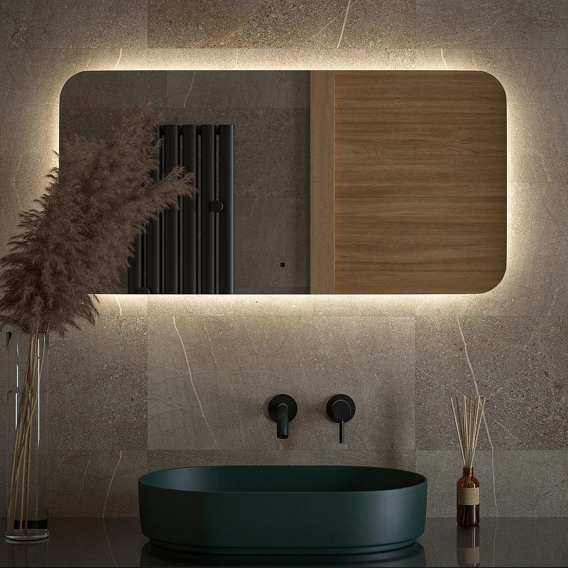 Зеркало Defesto Opti 100x50 DF 2805RH с подсветкой 28W-4500К/ИК - выключатель/Нейтральный белый свет