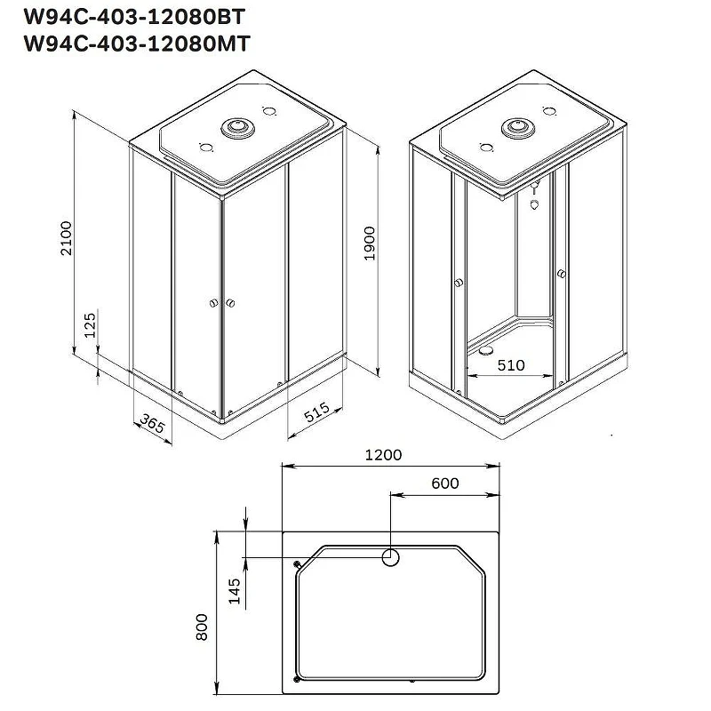 Душевая кабина AM.PM X-Joy 120х80 W94C-403-12080BT без гидромассажа