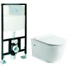 Комплект унитаза SantiLine SL-5009 с инсталляцией SL-01 с сиденьем Микролифт и клавишей смыва Хром фаянс подвесной