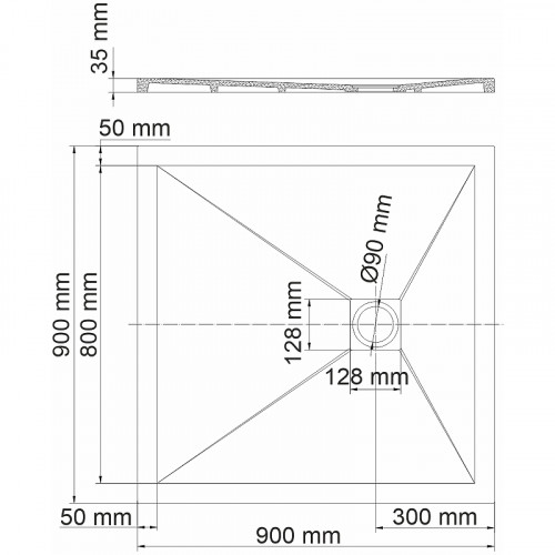 Душевой поддон из искусственного камня WasserKRAFT Dill 90x90 61T03 Черный матовый
