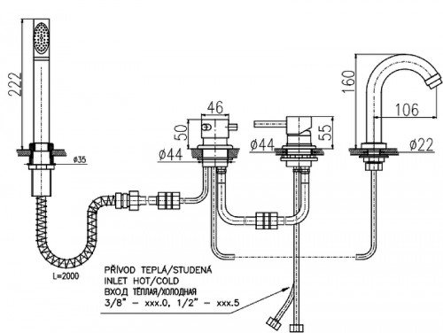 Смеситель на борт ванны Rav Slezak Seina SE962.5PZ Золото латунь