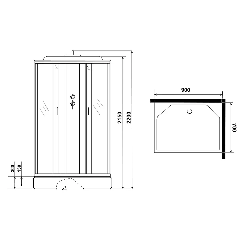 Душевая кабина Niagara Classic 90x70 NG-33974-14Q без гидромассажа