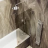 Шторка для ванны Maybah Glass MGV-646-4 405х1400 поворотная на петлях Хром глянцевый стекло бронзовое