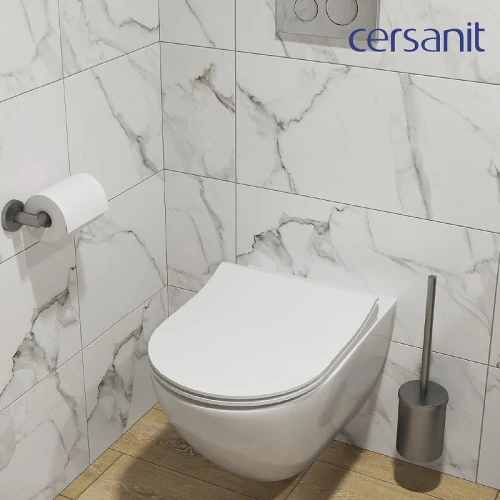 Унитаз с инсталляцией Cersanit Brasko Smart DPL EO Slim + Aqua 40 Smart M 69318 цвет Белый с сиденьем Микролифт и клавишей смыва цвет Хром глянцевый