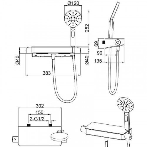 Смеситель для душа Allen Brau Fantasy 5.11002-00 с термостатом Хром латунь на стену