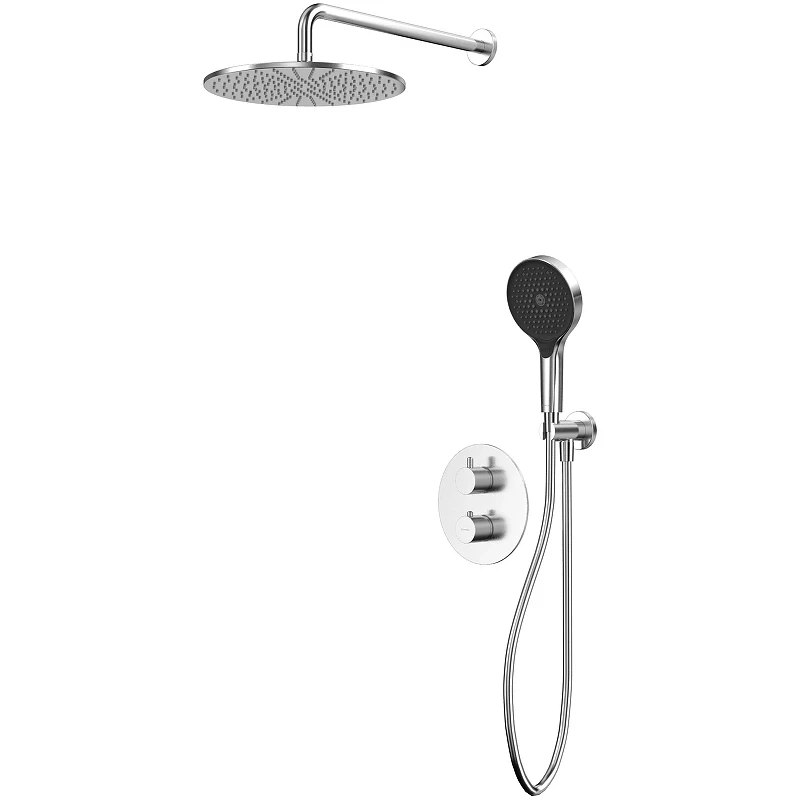 Душевая система Whitecross Y brushed nickel YSET08TOPNIB с термостатом Брашированный никель латунь встраиваемый