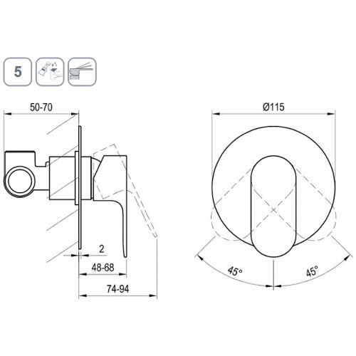 Смеситель для душа Ravak Eleganta EL 062.20BLM.O1 X070299 Черный матовый