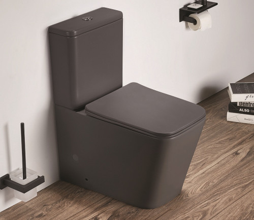 Унитаз компакт CeramaLux 2170AXMDH Серый матовый с бачком и сиденьем Микролифт фаянс напольный