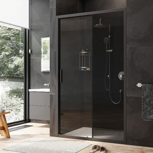 Душевая дверь AM.PM Gem 120 W90G-120-1-195BG профиль Черный матовый стекло тонированное-прозрачное