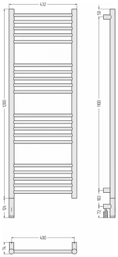Электрический полотенцесушитель Сунержа Богема 3.1 прямая 120x40 32-6004-1240 цвет Золотой шёлк