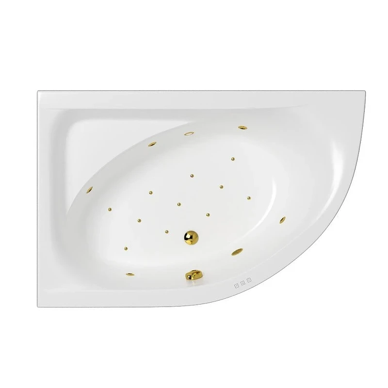 Акриловая ванна Whitecross Aquarella 170x110 L 0108.170110.100.RELAX.GL цвет Белый с гидромассажем форсунки Золото