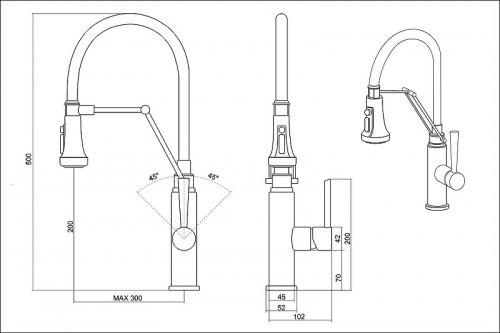 Смеситель для кухни Emar Steel ЕСВ 7012 цвет Black