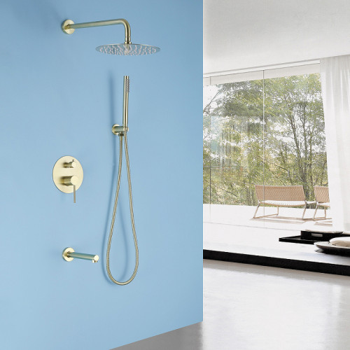 Душевая система Abber Emotion AF8817G Золото матовое латунь встраиваемый