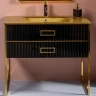 Тумба под раковину Boheme Armadi Art Monaco 100 866-100-BG Черный глянец Золото МДФ / ЛДСП