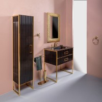 Тумба под раковину Boheme Armadi Art Monaco 100 866-100-BG Черный глянец Золото МДФ / ЛДСП