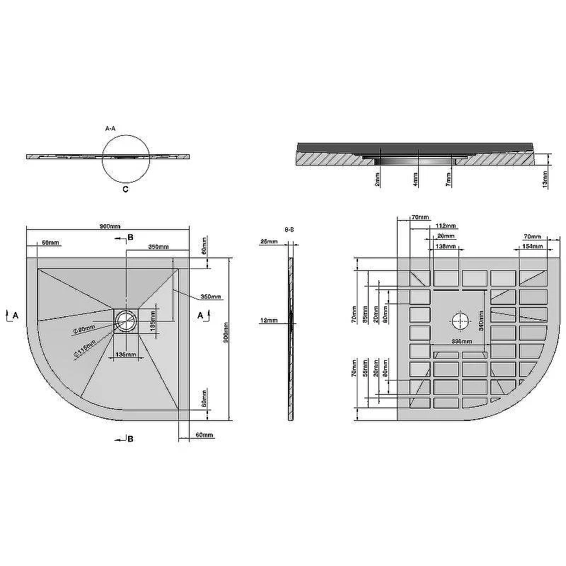 Душевой поддон из искусственного камня Grossman Strong 90x90 GR-S19090 Белый