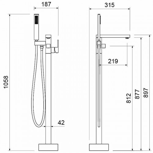 Смеситель для ванны Aquatek Либра AQ1645CR Хром латунь на пол