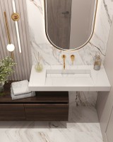 Раковина Boheme Armadi Art Flat 100 859-100-CLCT Белый мрамор искусственный камень (литьевой мрамор) подвесная