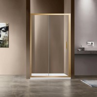 Душевая дверь Vincea Garda 140 VDS-1G140CLG профиль Брашированное золото стекло прозрачное