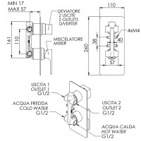 Смеситель для душа Remer Absolute AU92NO Черный матовый латунь встраиваемый