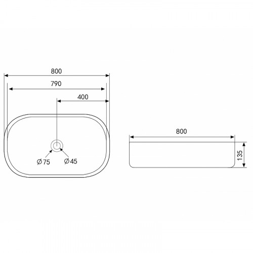 Раковина-чаша Abber Bequem 80 AC2110 Белая фаянс накладная