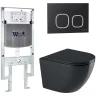 Комплект унитаза с инсталляцией WeltWasser AMBERG 497 ST + MERZBACH 041 XL MT-BL + AMBERG RD-BL 10000010938 цвет Черный матовый с сиденьем Микролифт и клавишей смыва цвет Черный
