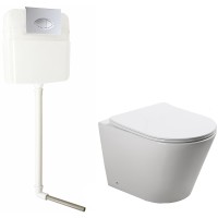 Комплект унитаза SantiLine SL-5020 со смывным бачком SL-02 с клавишей смыва Хром фаянс приставной