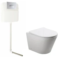 Комплект унитаза SantiLine SL-5020 со смывным бачком SL-02 с клавишей смыва Хром фаянс приставной