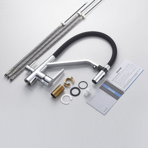 Смеситель для кухни Shevanik S278 цвет Хром Черный