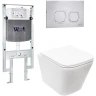 Комплект унитаза с инсталляцией WeltWasser AMBERG 497 ST + GELBACH 043 MT-WT + AMBERG RD-MT CR 10000011898 цвет Белый матовый с сиденьем Микролифт и клавишей смыва цвет Хром матовый
