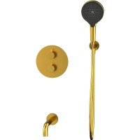 Смеситель для ванны Whitecross Y brushed gold YSET10TOPGLB с термостатом Брашированное золото латунь встраиваемый