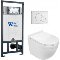 Комплект унитаза с инсталляцией WeltWasser MARBERG 507 + HEIMBACH 043 GL-WT + MAR 507 RD GL-WT 10000012164 цвет Белый глянцевый с сиденьем Микролифт и клавишей смыва цвет Белый глянцевый