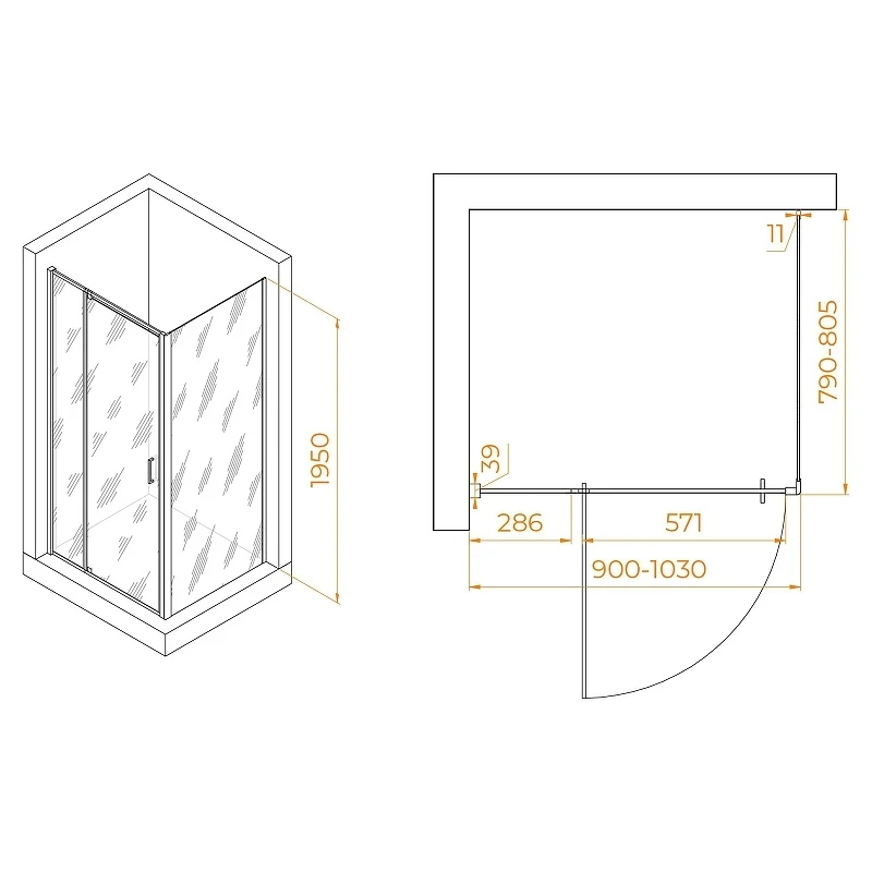 Душевой уголок RGW Passage 90x80 350807898-14 профиль цвет Черный стекло прозрачное
