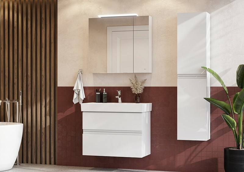 Зеркальный шкаф Roca Oleta 80 A857647501 с подсветкой Белый матовый